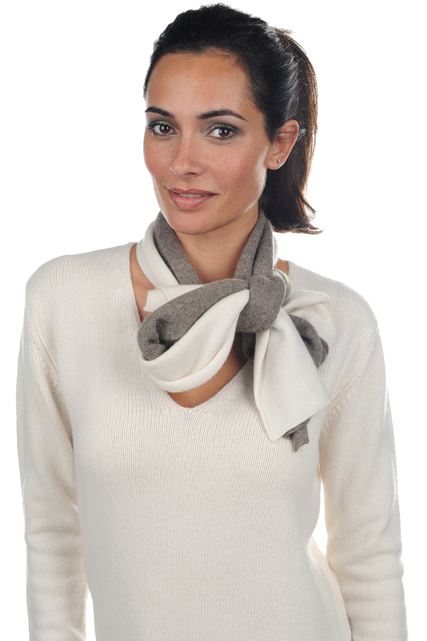 Cashmere & Yak ladies scarves mufflers luvo pristine natural grey 164 x 26 cm